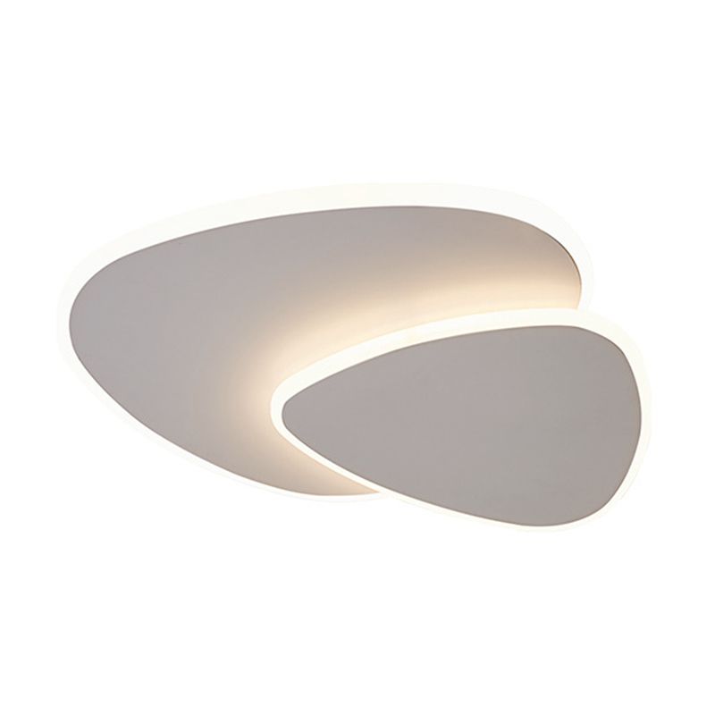 Lámpara de techo LED blanca acrílica con montaje empotrado ovalado de hierro lacado moderno y sencillo