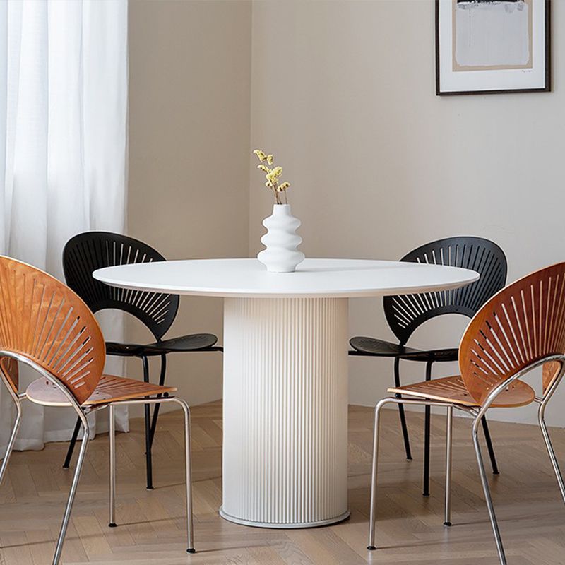 Simplicity Round Top Restaurant Table White Metal Base Dining Table