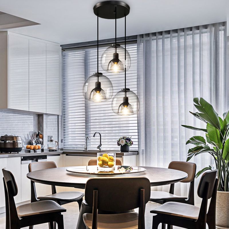 Glazen zwarthangende lamp in moderne artistieke stijl Iron Globe Hanglamp voor eetkamer