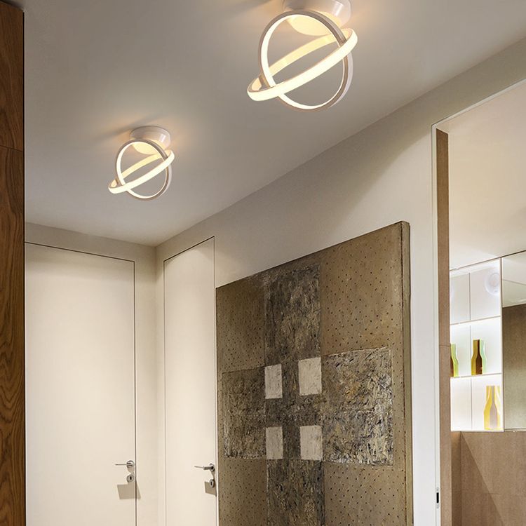 Circle Semi Flush Mount Light Fixture Ultra-Contemporary Metal Ceiling Light Fixtures for Hallway