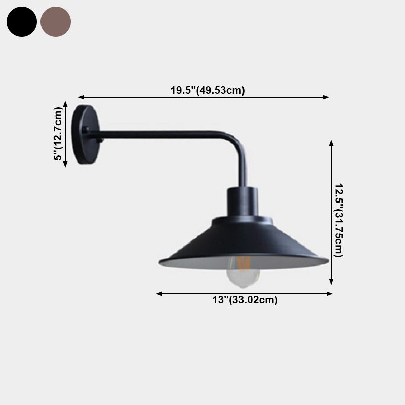 Cone Shaped Wall Lighting Fixture Industrial-Style Metal Outdoor Sconce Light Fixture