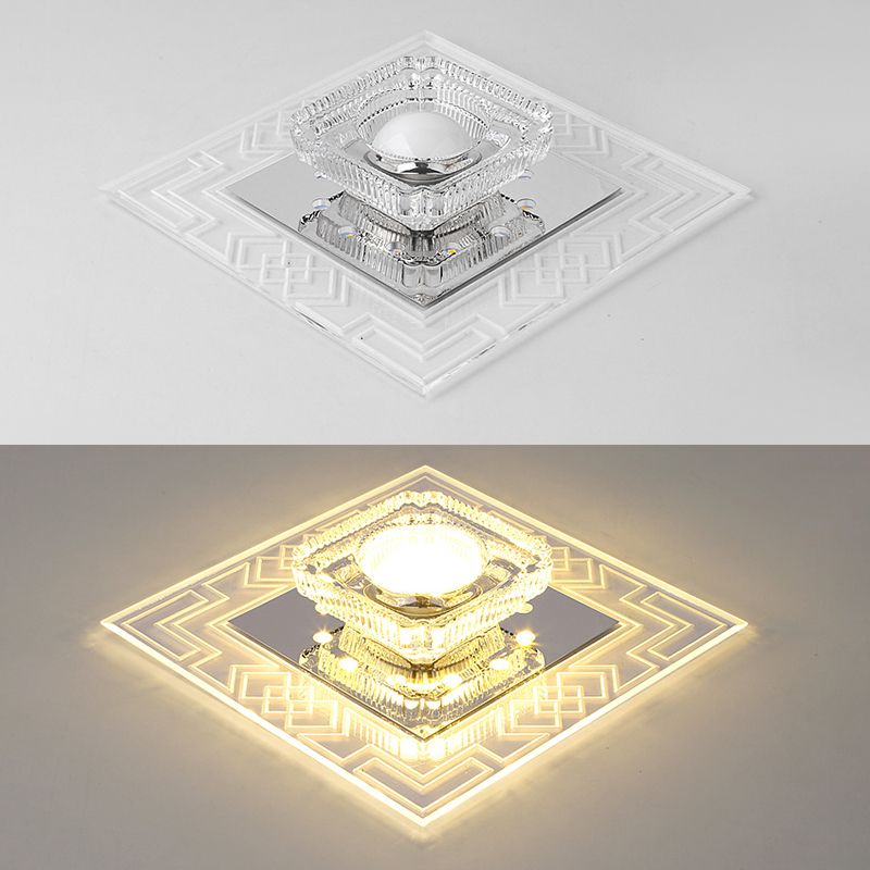 Plafonnier LED en cristal de style moderne, plafonnier encastré avec trou de 2 à 4 pouces de diamètre