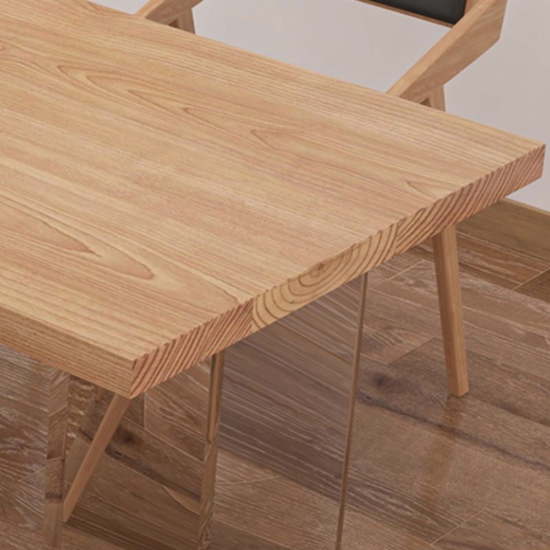 Moderne dennen vaste houten tafel rechthoek eettafel met acryl dubbel voetstuk voor restaurant