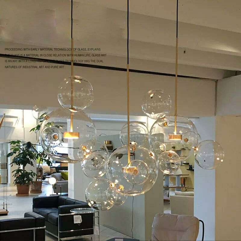 1 pendentif en forme de globe léger avec un luminaire d'éclairage de suspension moderne en verre transparent