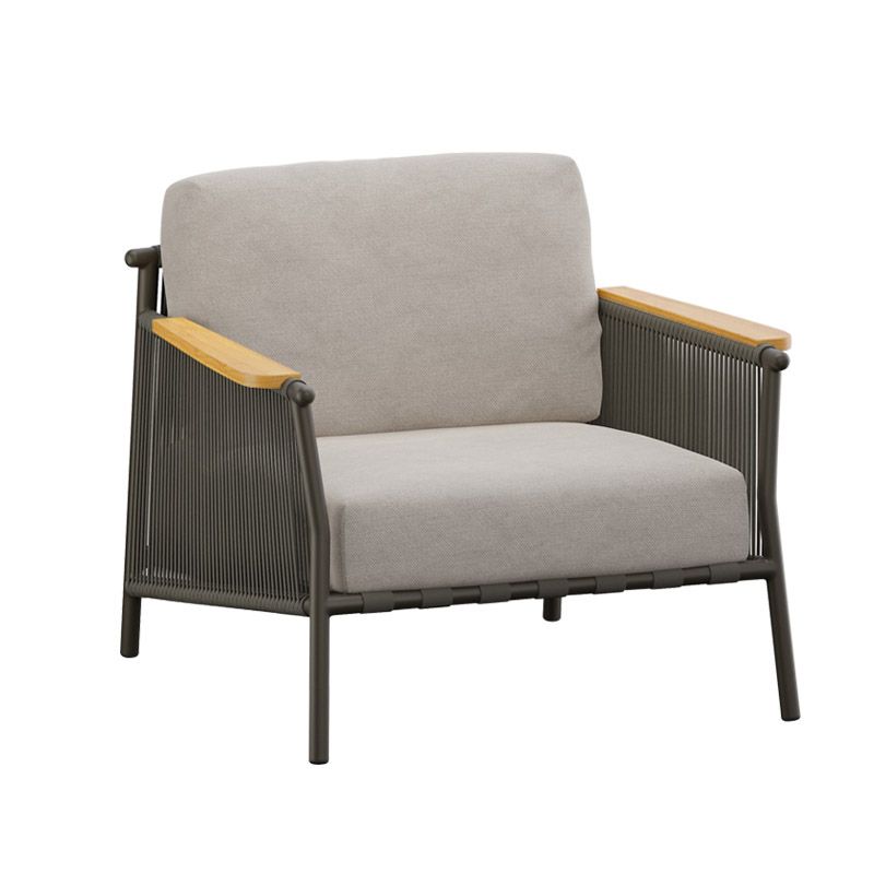 Industrial Metal Frame Outdoor Patio Sofa Wiht UV Resistant White Cushion