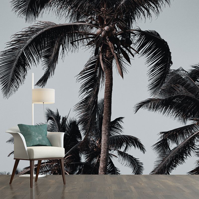 Tropical Trees Mural Moisture Resistant Wall Covering for Dining Room, Custom Size Available