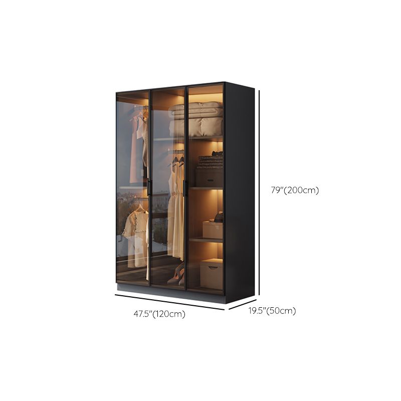 Freestanding Tempered Glass Wardrobe Modern Wardrobe with Garment Rod