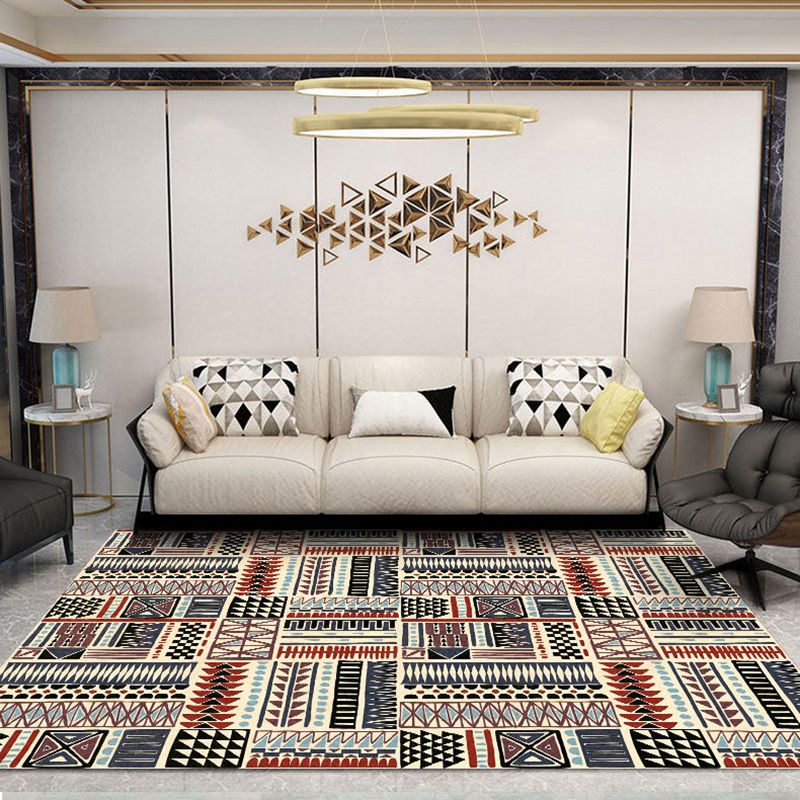 Bohemian Tribal Symbols Tapis Light Multicolor Polyester Area Tapis Tapis de support non glissant pour le salon