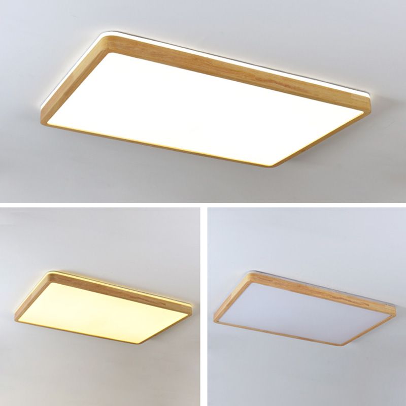 Lámpara empotrada para el hogar, marco de madera, luces de techo LED geométricas