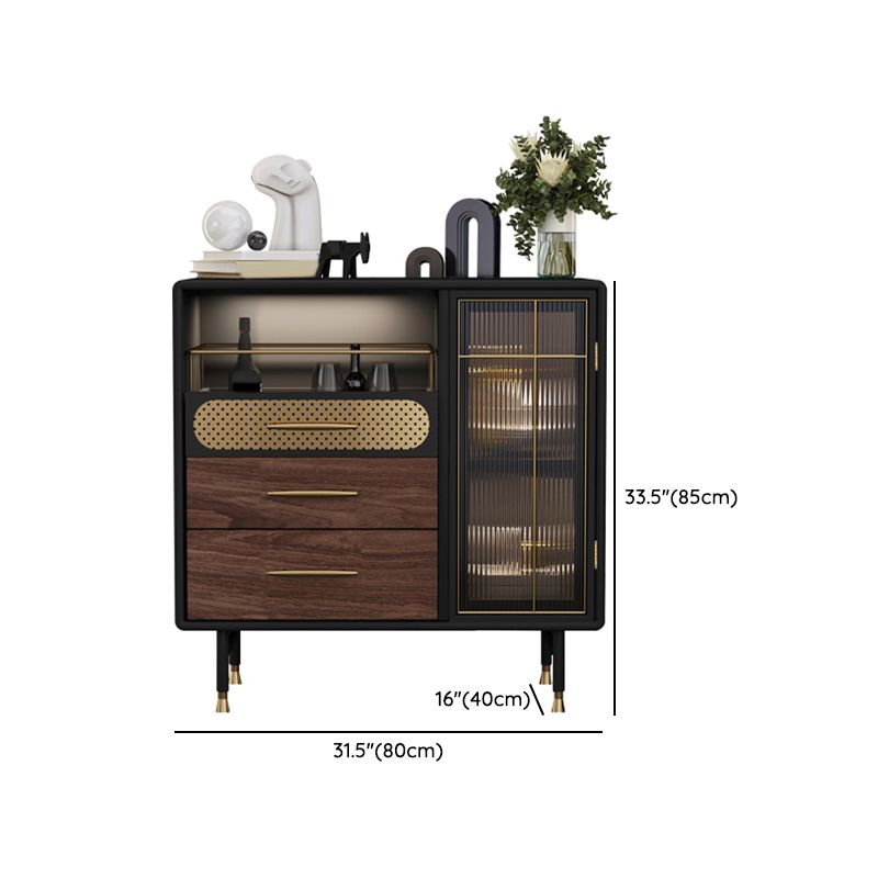 Modern Buffet Table Engineered Wood Sideboard Table with Lights for Kitchen