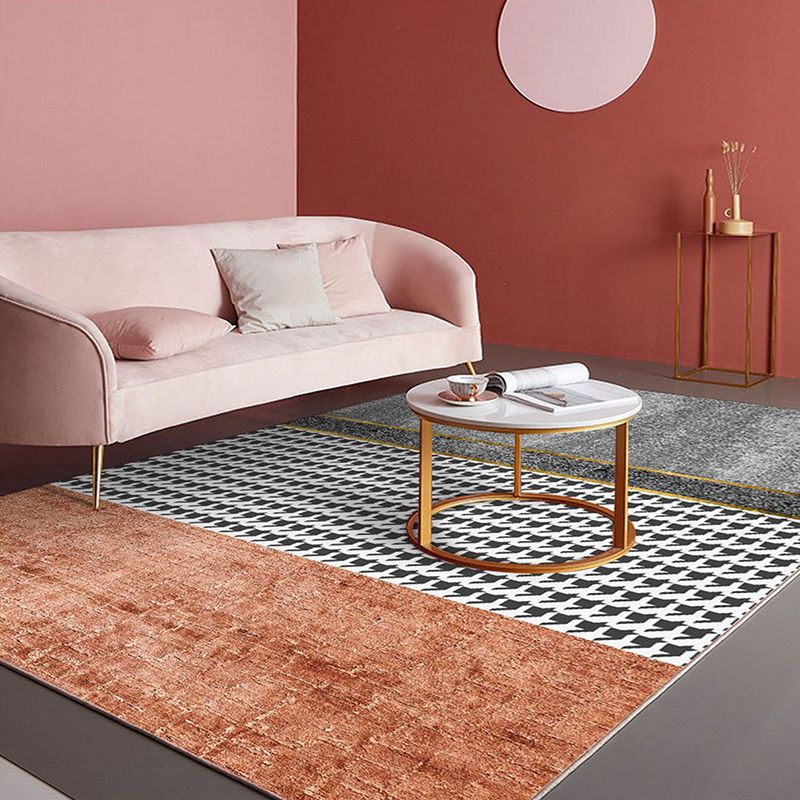 Orange Modern Carpet Polyester Graphic Area Carpet Washable Carpet for Drawing Room