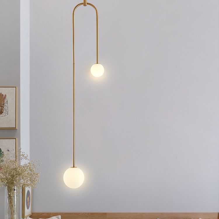 Glass Ball Shade Hanging Light Contemporary Pendent Lighting Fixture for Drawing Room