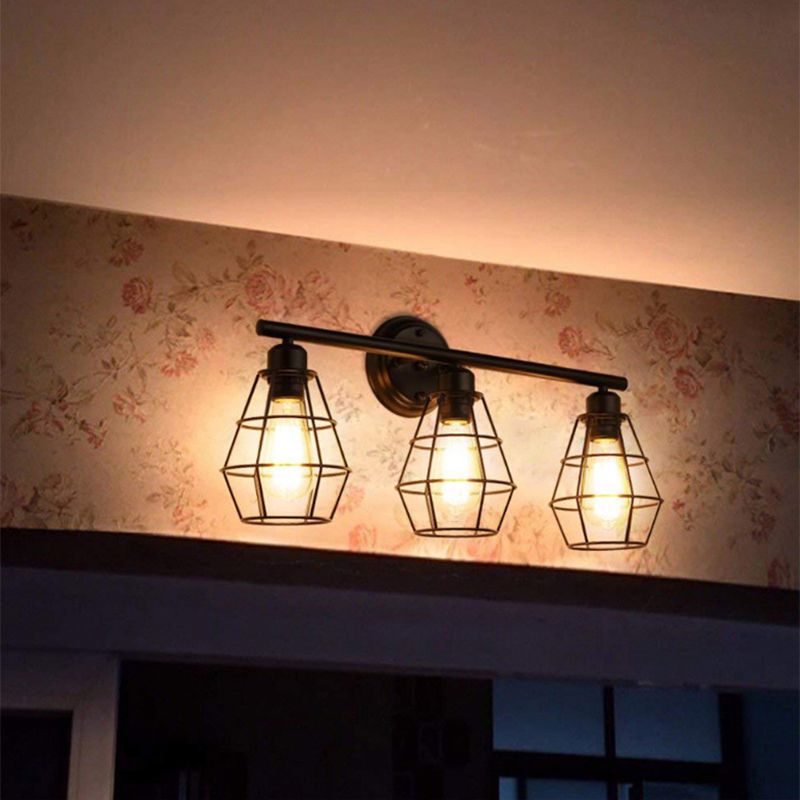 3 Leuchten Metallwandmontierte Leuchte Industrie -Diamantkäfigwandwandmontagewandleuchte für Bar