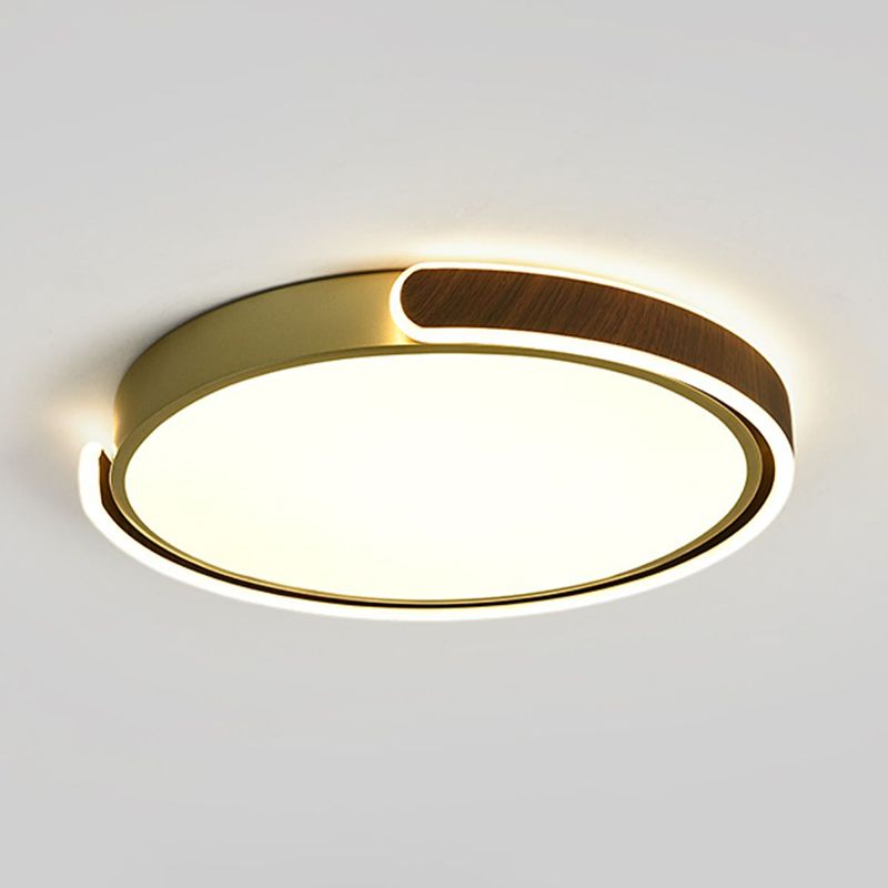 Brown Modern Metal Flush Mount Circle Shape Ceiling Light with Acrylic Shade for Passage
