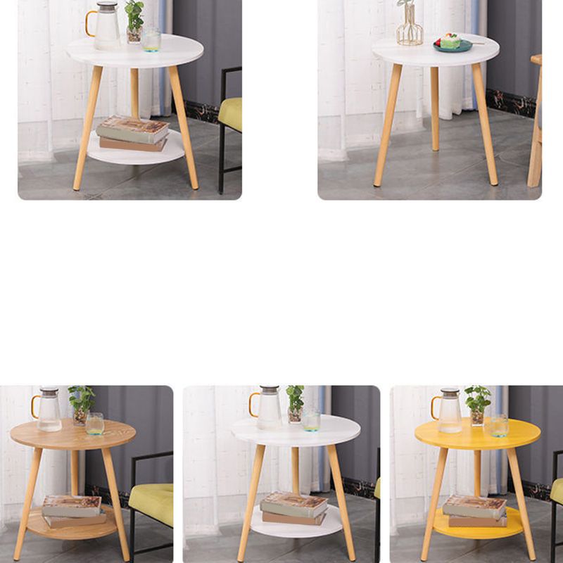 Modern 3 Leg Corner Table Round Solid Wood Side End Table for Living Room