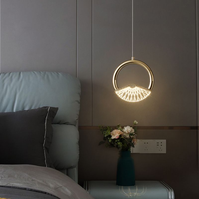 Eenvoud Led Down Lighting Hanging hanglagersring Hanglamp met faux kristalschaduw