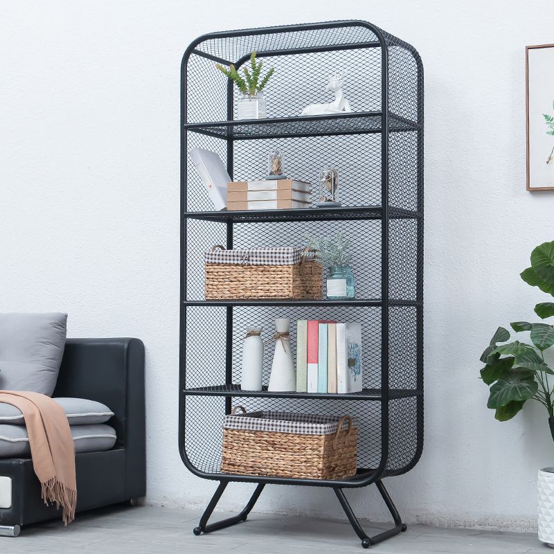 Modern Standard Bookcase Metal Bookshelf with Rectangle Shelves