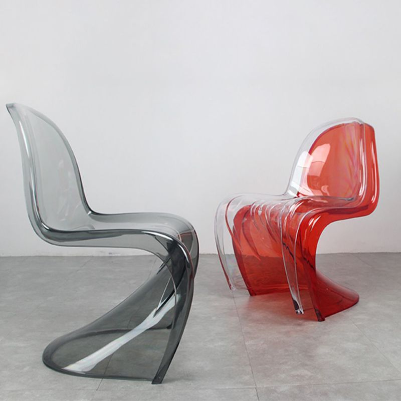 Contemporary Style Plastic Dining Armless Chair Curved Dining Solid Chair (Set of 4)