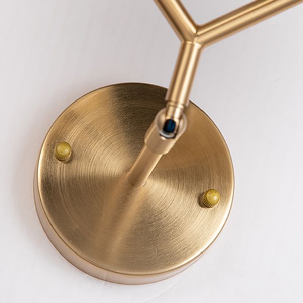 Living Room Wall Lamp Modern Style Brass Wall Sconce with White Glass Ball Shade