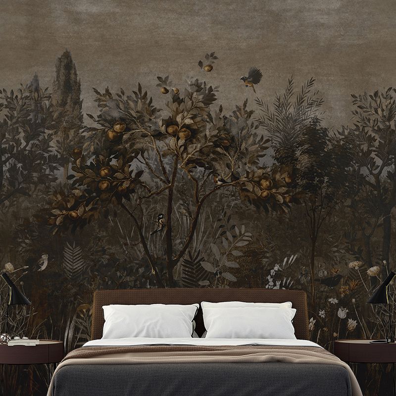 Tropics Fruit Tree Mural Wallpaper Dark Blue Dining Room Wall Art, Customised Size Available