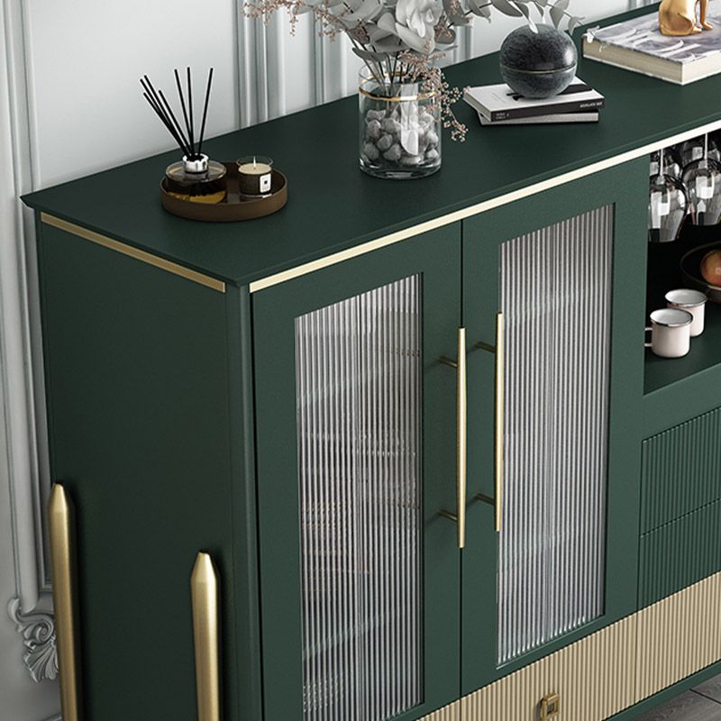 Solid Wood Buffet Table Contemporary Side Board with Cabinets and Drawers