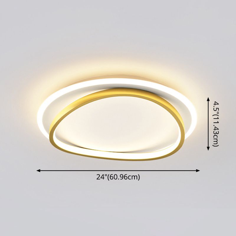 Modern Minimalist Double Round Flush Mount Light Metal LED Bedroom Flush Ceiling Light