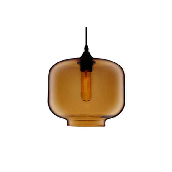 Cylindre pending lampe contemporain 1 clair rouge / brun / bleu plafonnier plafond