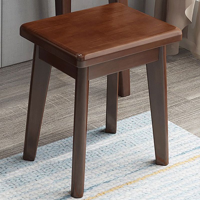 Mirrored Wood Makeup Dressing Table Stool Set with 4 Drawers