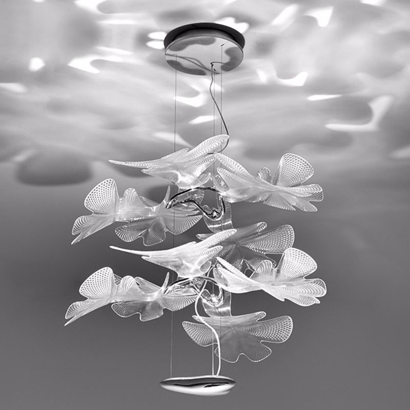 Clear Floral Chandelier Art Deco Acrylic LED Hanging Ceiling Light for Living Room