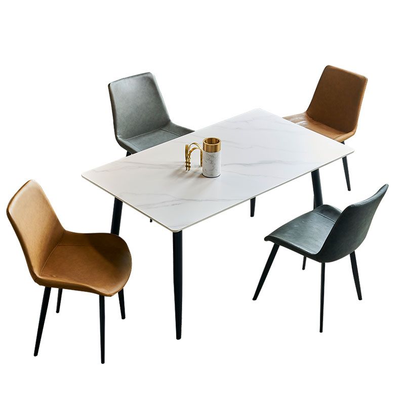 Metal Modern Rectangle Table Sintered Stone Table for Kitchen and Dining Room