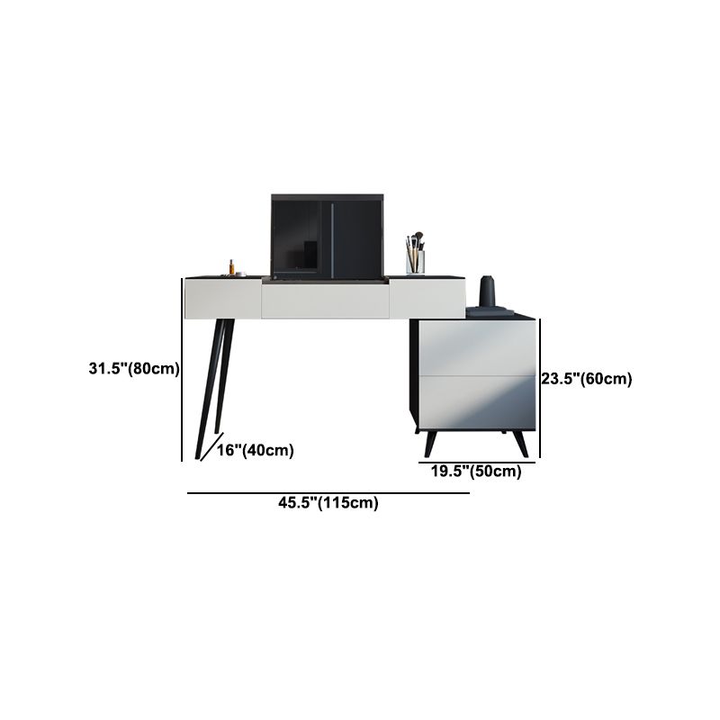 31.49" High Make-up Vanity Slate Vanity Set with Storage Drawers