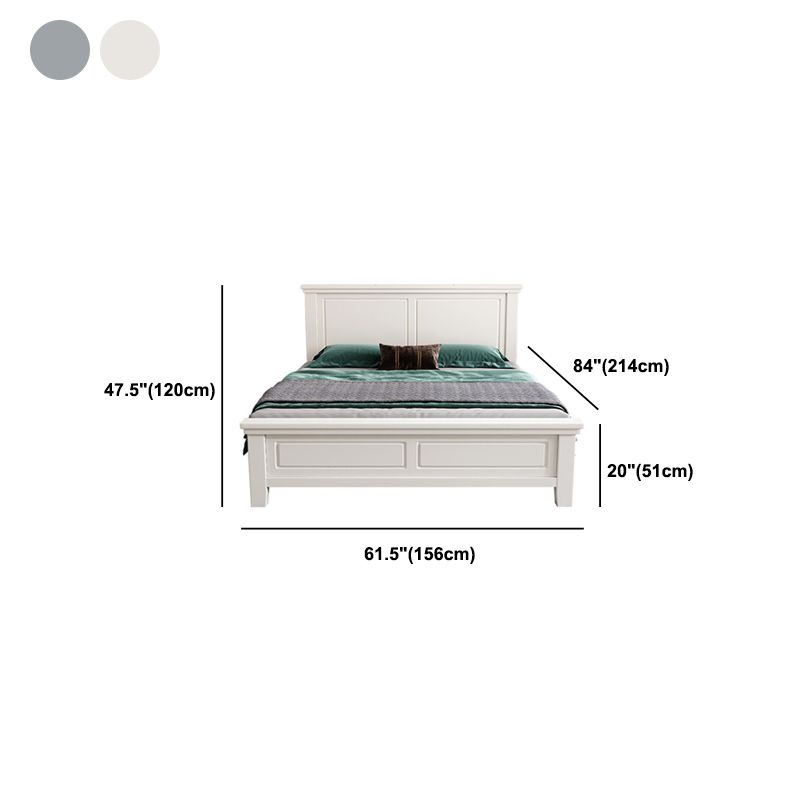 84.65 inch Wide Traditional Panel Bed Solid Wood Bed Frame with Headboard
