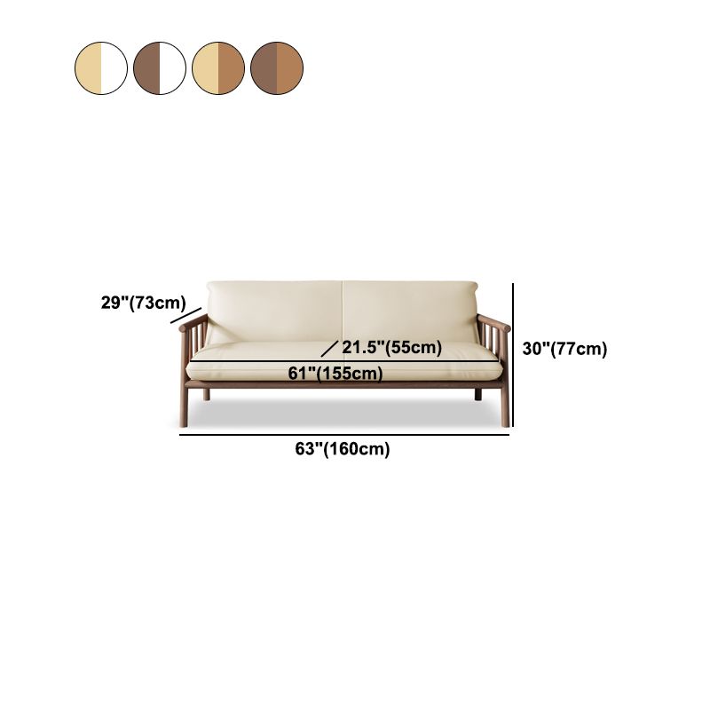 Faux Leather Sofa 28.74" D x 30.31" H Square Arm Sofa for Living Room