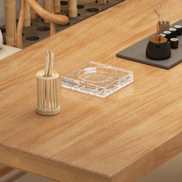 Metal Industrial Rectangle Dining Table Wood Top Table with Trestle Base