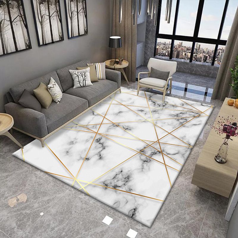 Yellow Modern Area Rug Blended Geometric Rug Non-Slip Backing Rug for Living Room