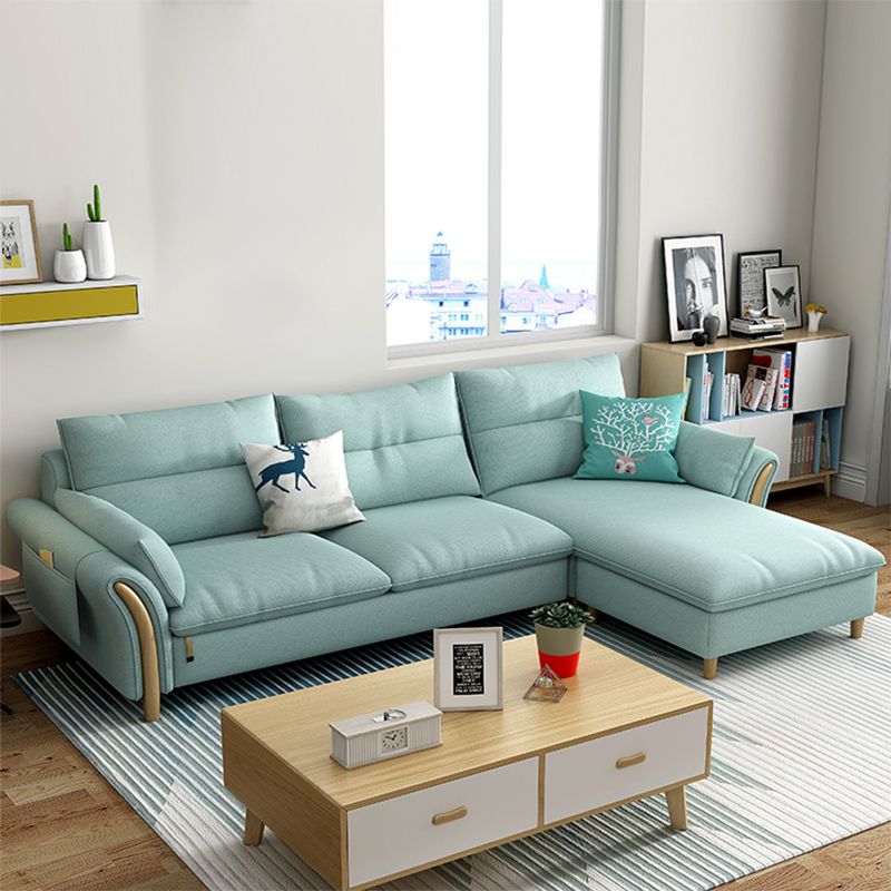 Nrdic Fabric Stationary Living Room Flared Arm Cushions Sofa Chaise