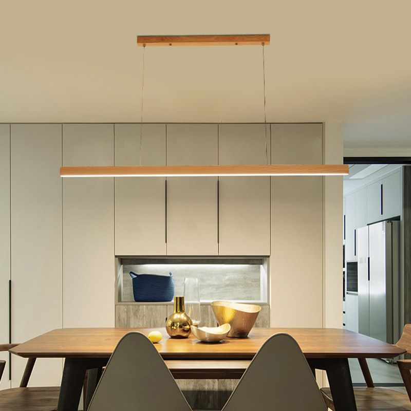 Ash Wood Tubular Hanging Lamp Nordic Style Dining Room LED Island Lighting Ideas