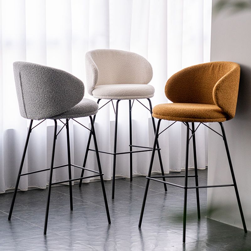 Modern Backrest Armless Counter Stool Upholstered Bar Stool with Metal 4 Legs