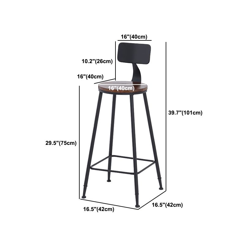 Industrial Style Bar Stool Wooden Counter Bar Stool with Metal Legs for Home