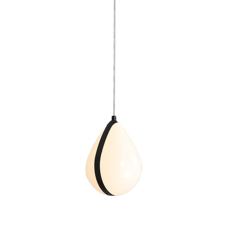 Goutte d'eau blanche et noire suspendue moderne 1 lumière acrylique LED Plafond pendentif en blanc / lumière chaude
