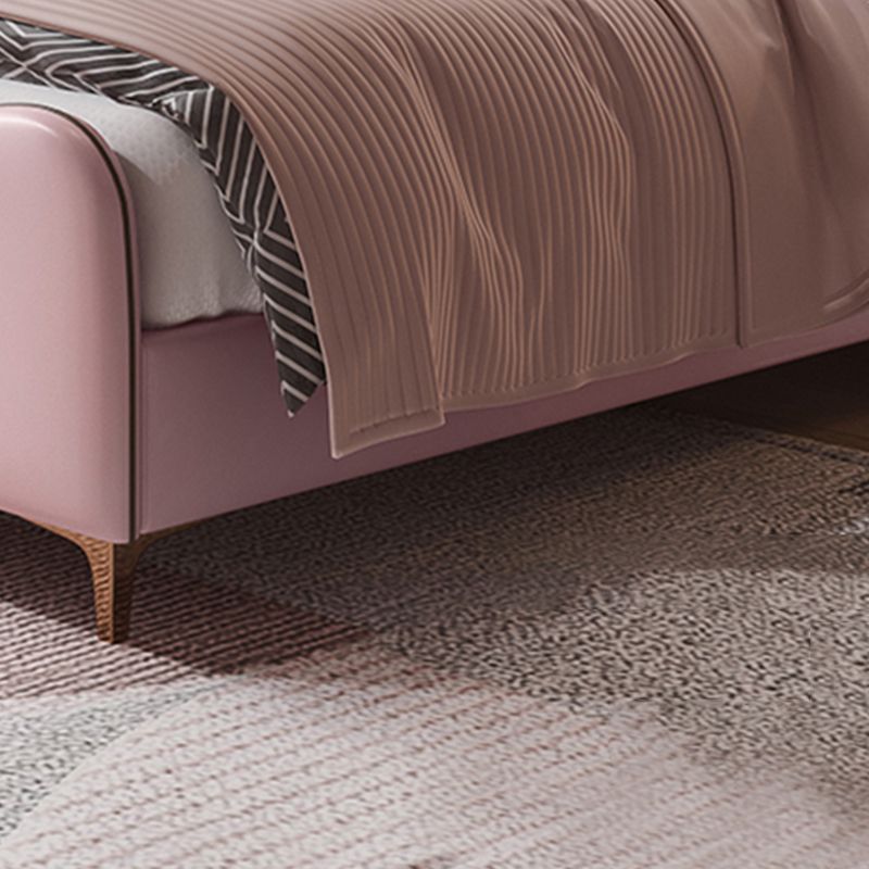 49.6" Tall Wood and Upholstered Wingback Bed Contemporary Standard Bed