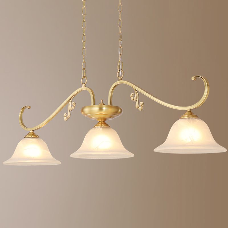 Isola contemporanea illuminazione vetro a campana 3 luce dell'isola luce in oro