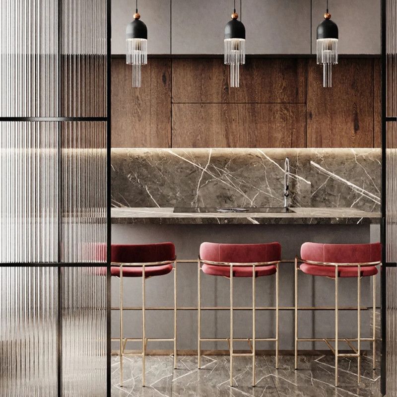 29.53" Glam Bar and Counter Stool Low Back Stool with 4 Metal Legs