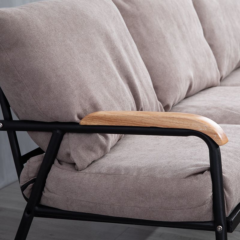 Industrial Style Loose Back Sofa Metal & Wood Frame Cushions Sofa