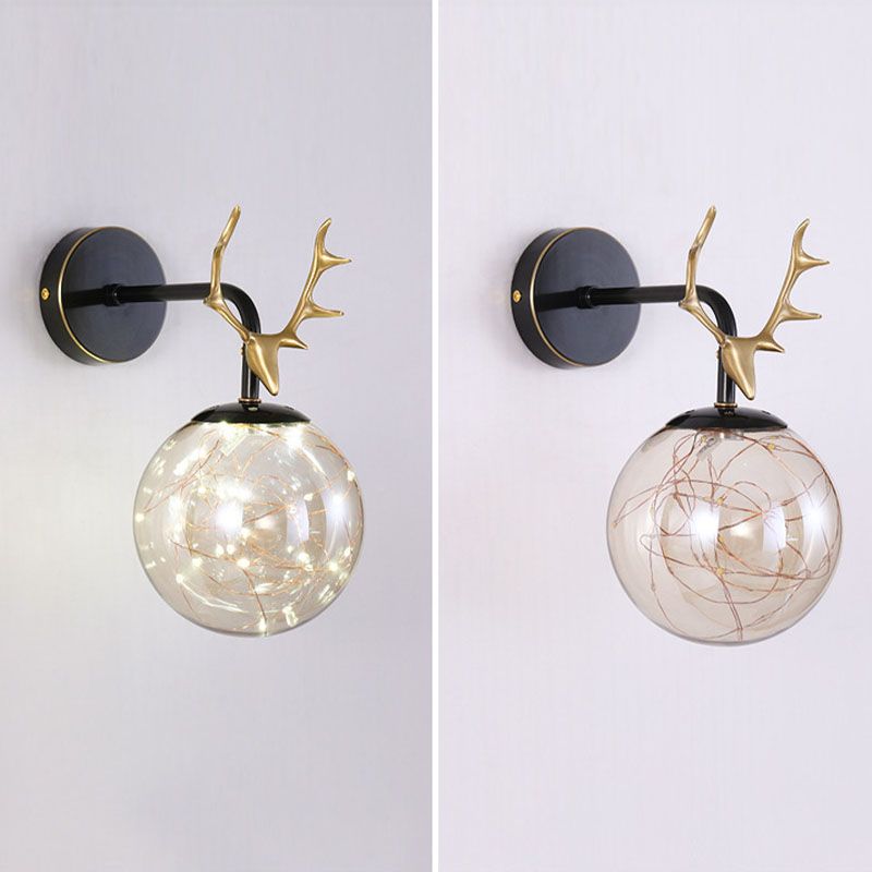Lampade a parete in vetro trasparente globo a 1 luce moderna a montaggio a parete per soggiorno