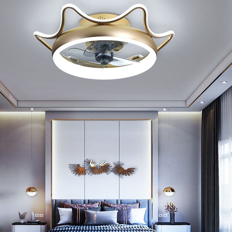 Gold Finish runde Deckenventilator Leuchteinfachheit LED Metal Halbmontage Beleuchtung für Schlafzimmer