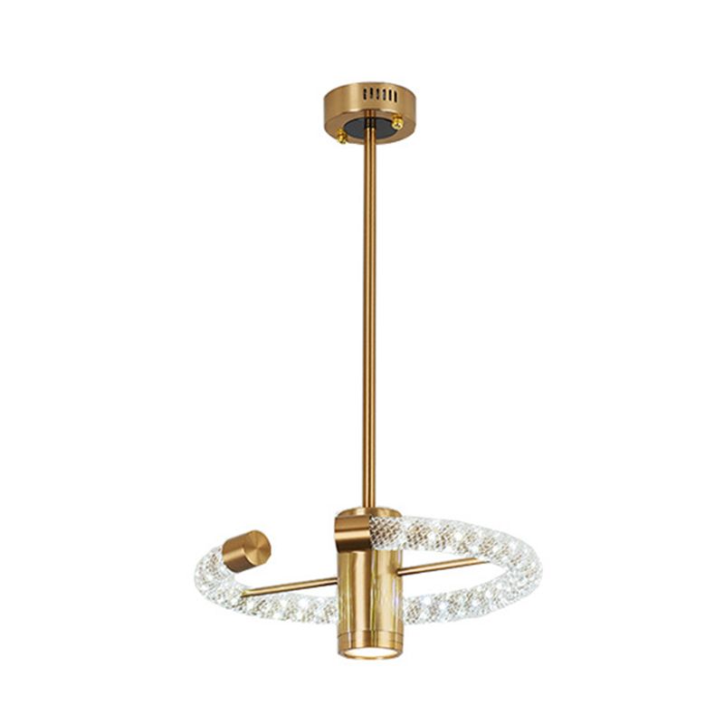 Cercle suspendu de pellicule de plafond en laiton à LED contemporain suspendu, 16 "/23,5" de large