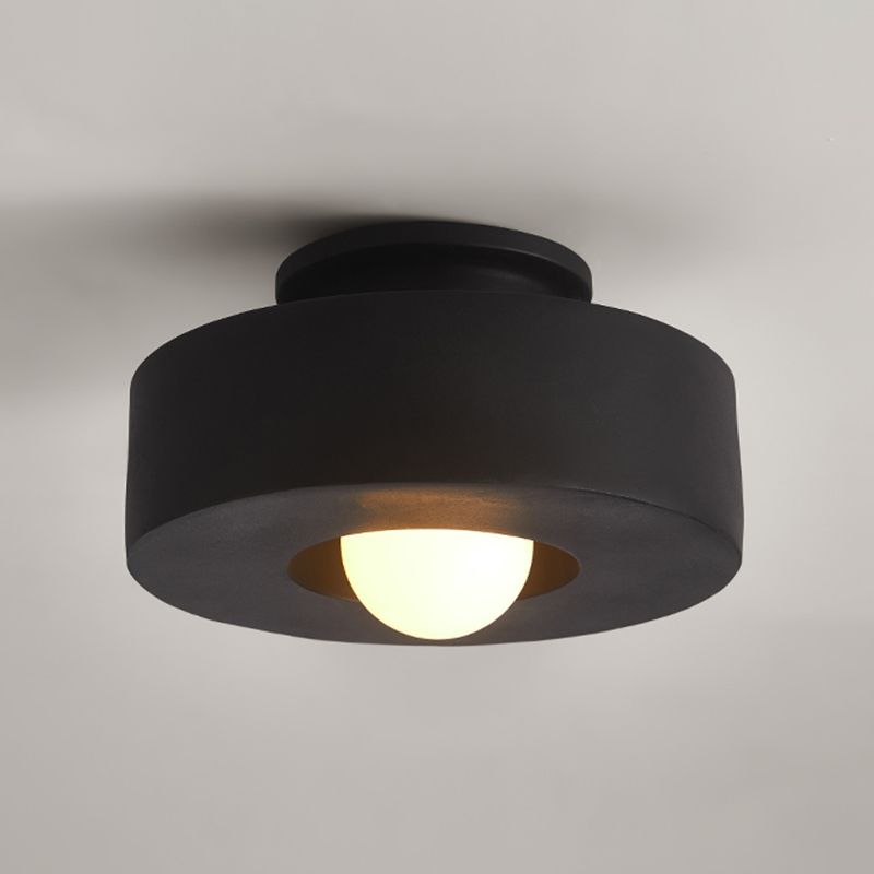 LED Modern Ceiling Flush in Black / Green / Red Drum 1 - Light Ceiling Mount
