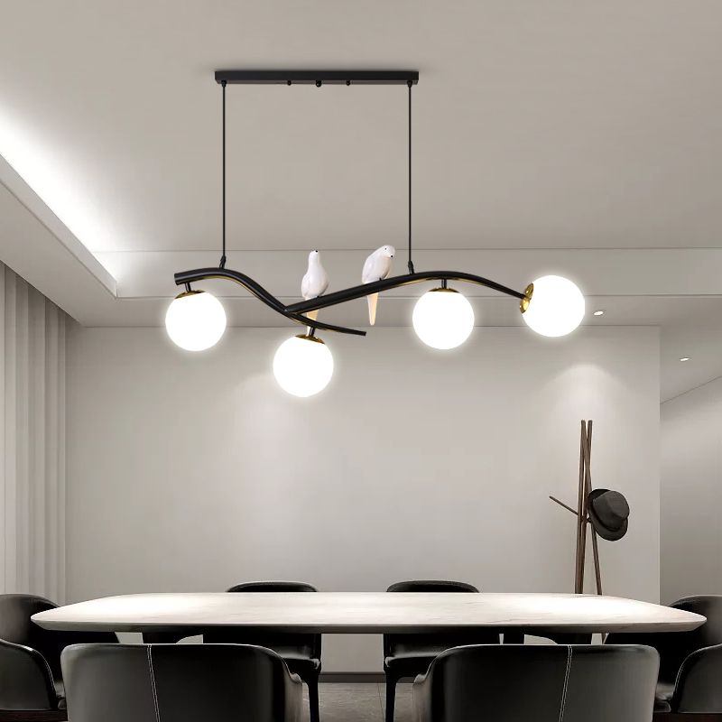 Contemporáneo de lámparas de la isla Sphere Glass 4 luces de la isla