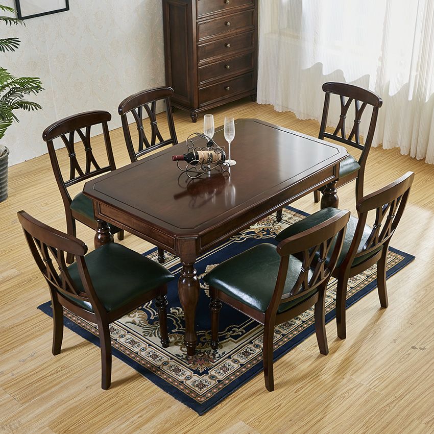 Mid-Century Dining Table Rectangle Solid Wood 4 Legs Dining Table for Home Use